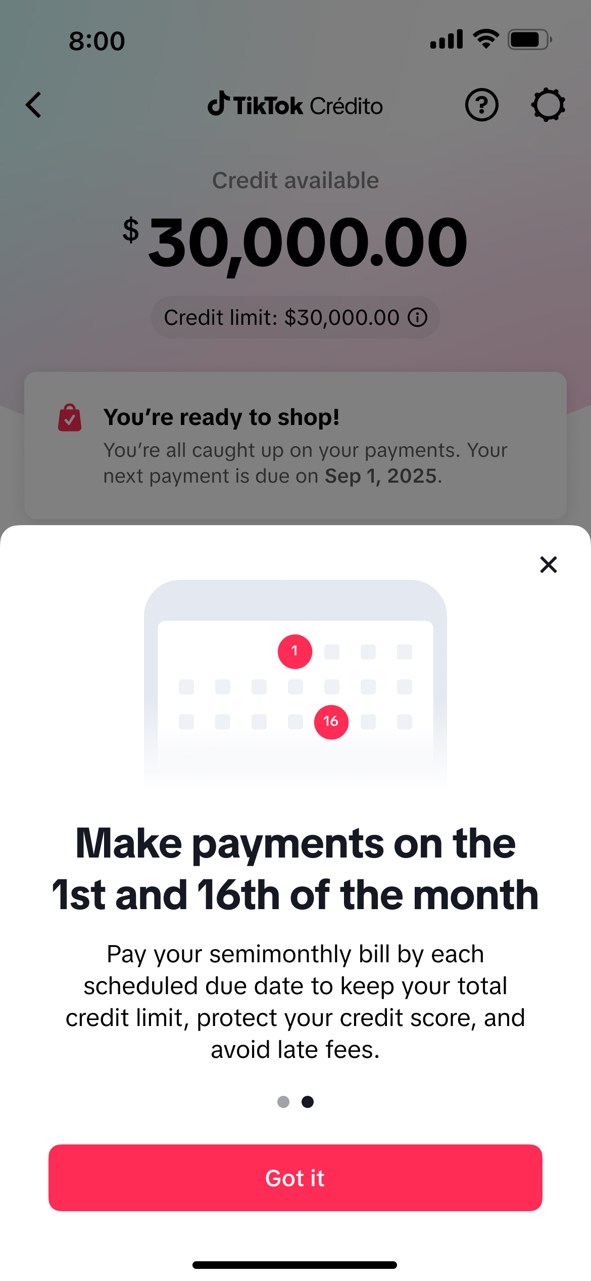Mexico semimonthly billing explanation screen